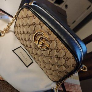 GUCCI Canvas Small Marmont Crossbody Bag